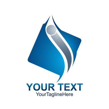 İlk harf ı logo şablonu renkli mavi kare swoosh tasarım iş ve şirket kimliği için