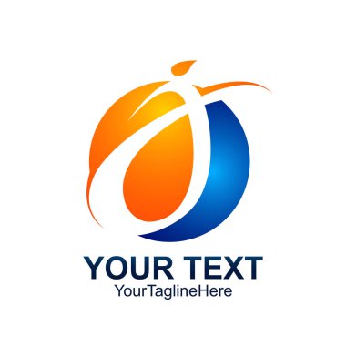 İlk harf J logo şablonu turuncu mavi daire tasarım iş ve şirket kimliği için renkli