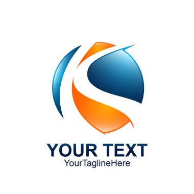 İlk harf K logo şablonu renkli mavi turuncu daire dalga swoosh tasarım iş ve şirket kimlik için