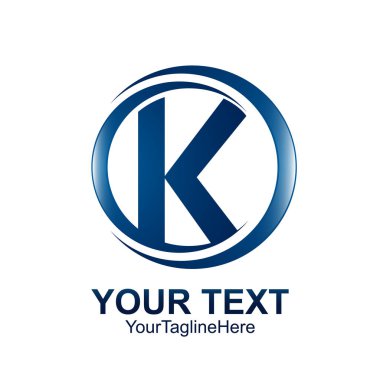 İlk harf K logo şablonu renkli mavi daire dalga swoosh tasarım iş ve şirket kimlik için