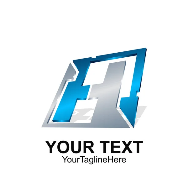 Letra Inicial Logotipo Plantilla Color Azul Gris Tecnología Diseño Cuadrado — Archivo Imágenes Vectoriales