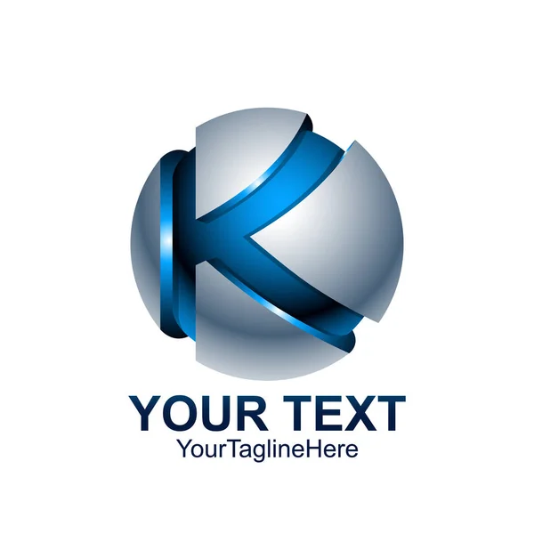 İlk harf K logo şablonu mavi gri daire küre tasarımı iş ve şirket kimliği için renkli
