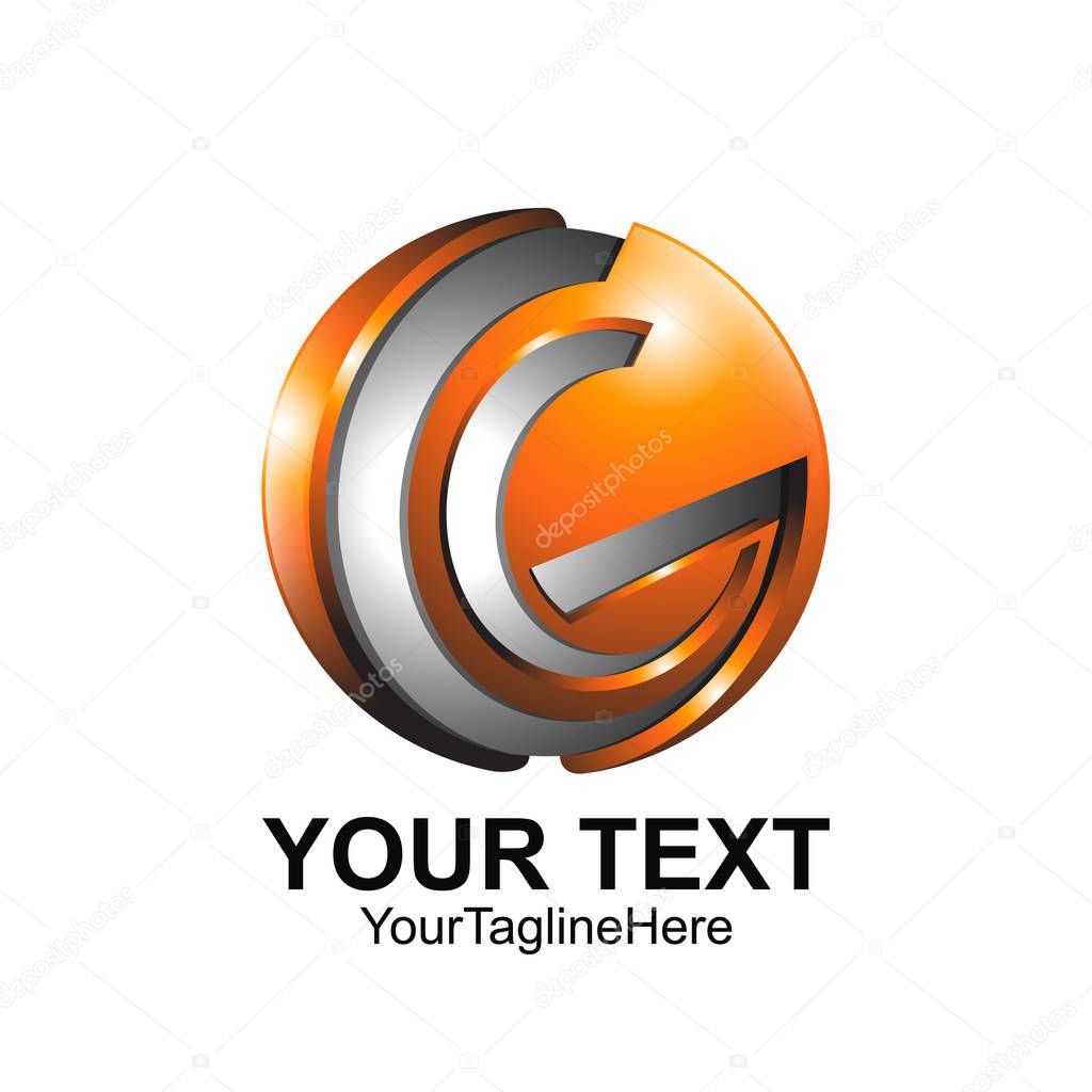 Initial letter G logo template colored orange circle sphere design for business and company identity