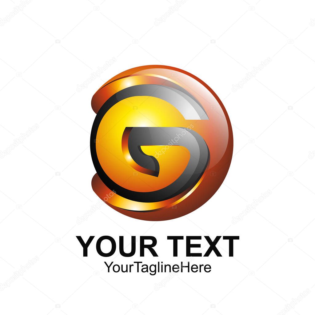 Initial letter G logo template colored orange circle sphere design for business and company identity