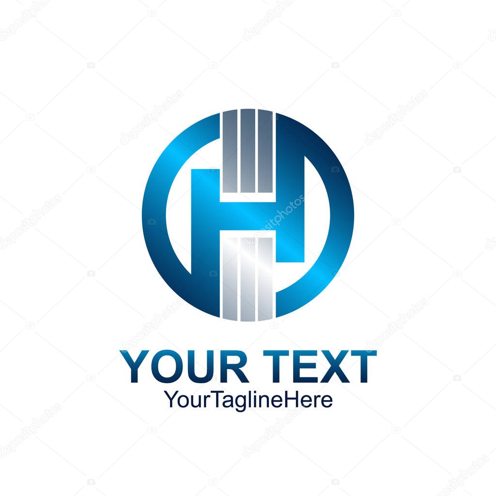 Initial letter H logo template colored blue circle design for business and company identity