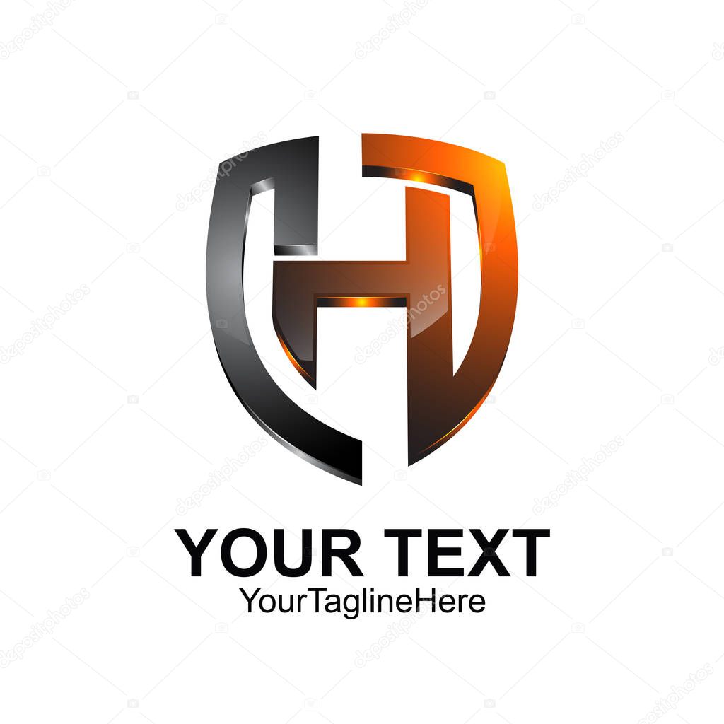 Initial letter H logo template colored bronze shield design for business and company identity