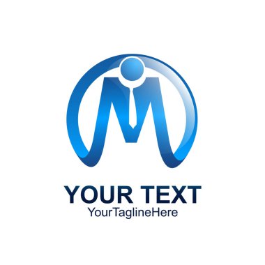 İlk harf K logo şablonu mavi daire adam tasarım iş ve şirket kimliği için renkli