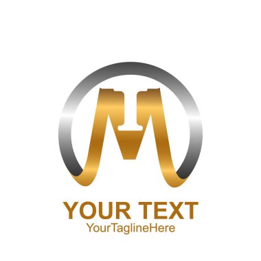 İlk harf Mi veya ım logo şablonu gümüş altın çember tasarım iş ve şirket kimliği için renkli