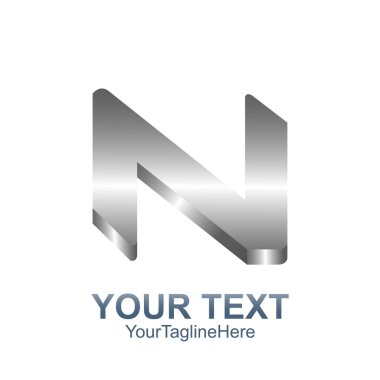 İlk harf N logo şablonu iş ve şirket kimliği için gümüş tasarım renkli