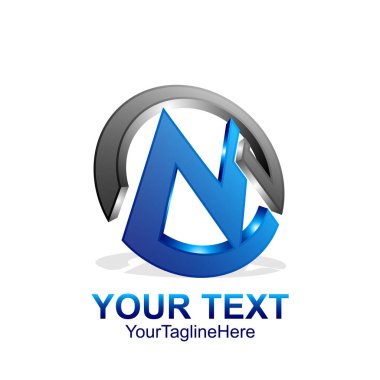 İlk harf N logo şablonu gri mavi cirlce tasarım iş ve şirket kimliği için renkli