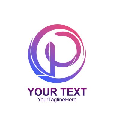 İlk harf P logo şablonu renkli daire tasarımı iş ve şirket kimliği için