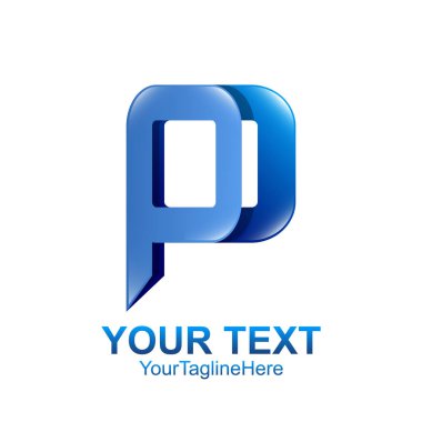 İlk harf P logo şablonu iş ve şirket kimliği için mavi tasarım renkli