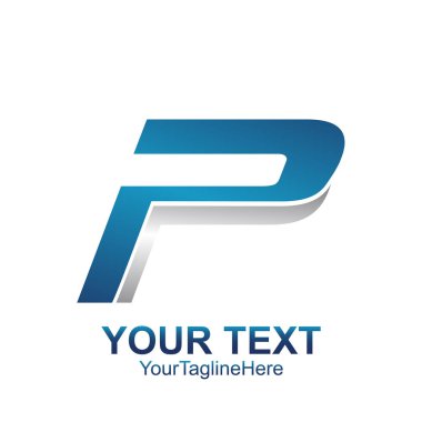 İlk harf P logo şablonu gümüş mavi tasarım iş ve şirket kimliği için renkli