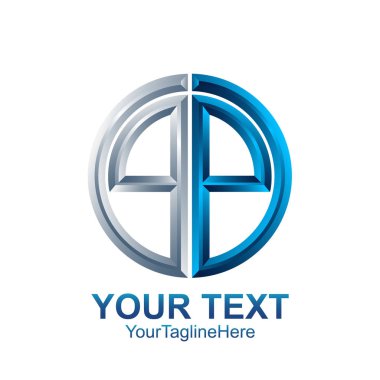 İlk harf Qp logo şablonu gümüş mavi daire tasarım iş ve şirket kimliği için renkli