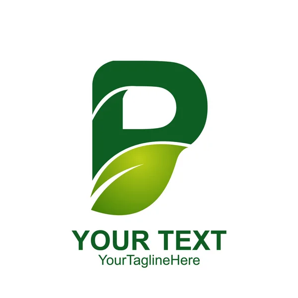 İlk harf P logo şablonu yaprak yeşil tasarım iş ve şirket kimliği için renkli