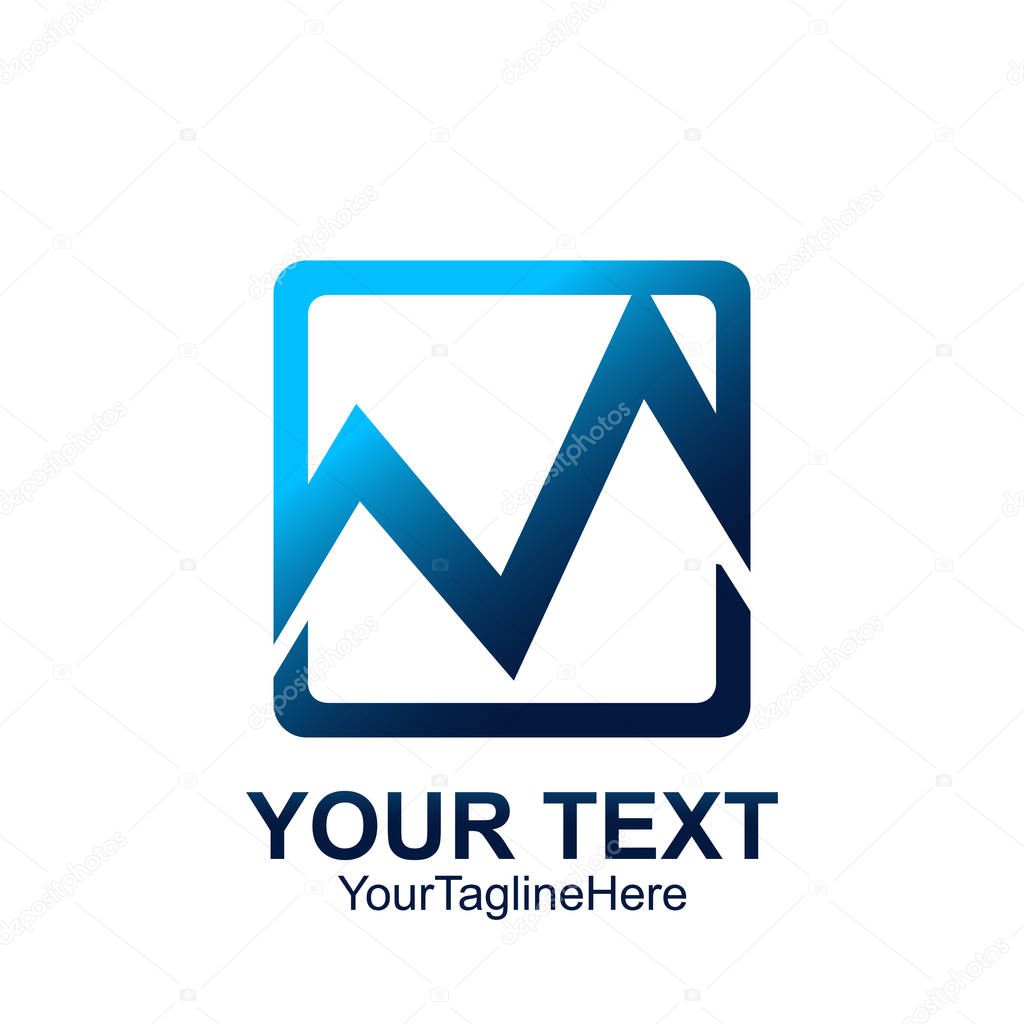 Initial letter M logo template colorful square design for business and company identity