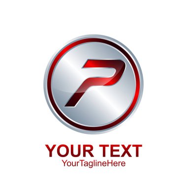 İlk harf P logo şablonu Kırmızı Gümüş daire küre tasarımı iş ve şirket kimliği için renkli