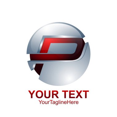 İlk harf P logo şablonu Kırmızı Gümüş daire küre tasarımı iş ve şirket kimliği için renkli