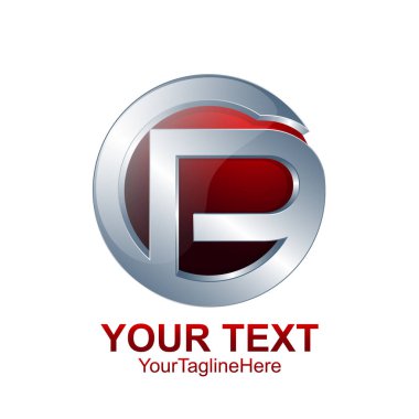 İlk harf P logo şablonu Kırmızı Gümüş daire küre tasarımı iş ve şirket kimliği için renkli