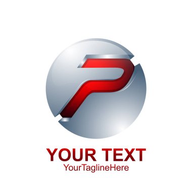 İlk harf P logo şablonu Kırmızı Gümüş daire küre tasarımı iş ve şirket kimliği için renkli