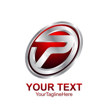 İlk harf P logo şablonu Kırmızı Gümüş daire küre tasarımı iş ve şirket kimliği için renkli