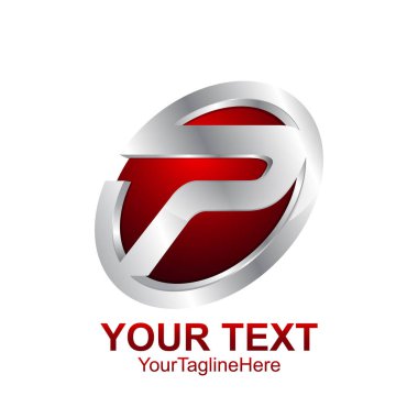 İlk harf P logo şablonu Kırmızı Gümüş daire küre tasarımı iş ve şirket kimliği için renkli