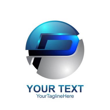 İlk harf P logo şablonu mavi gümüş daire küre tasarımı iş ve şirket kimliği için renkli