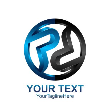 İlk harf Pd logo şablonu siyah mavi daire tasarım iş ve şirket kimliği için renkli