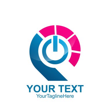 İlk harf P logo şablonu mavi pembe güç düğmesi tasarım iş ve şirket kimliği için renkli