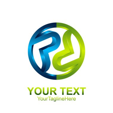 İlk harf Pd logo şablonu mavi yeşil daire tasarım iş ve şirket kimliği için renkli