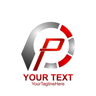 İlk harf P logo şablonu gümüş kırmızı daire tasarım iş ve şirket kimliği için renkli