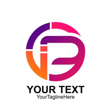 İlk harf P logo şablonu renkli daire tasarımı iş ve şirket kimliği için