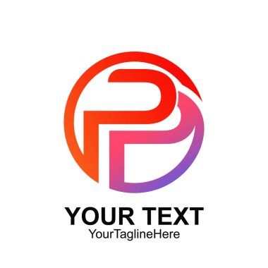 Initial letter P or PP logo template colorful circle design for business and company identity clipart