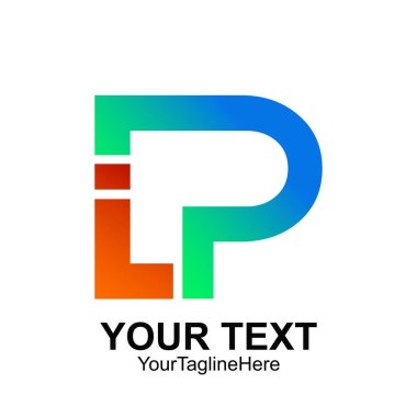 İlk harf Pl veya Lp logo şablonu turuncu mavi tasarım iş ve şirket kimliği için renkli