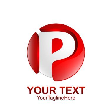 İlk harf P logo şablonu gümüş kırmızı daire küre tasarımı iş ve şirket kimliği için renkli