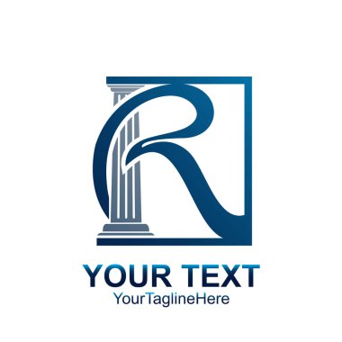 İlk harf R logo şablonu mavi gümüş kare tasarım iş ve şirket kimliği için renkli