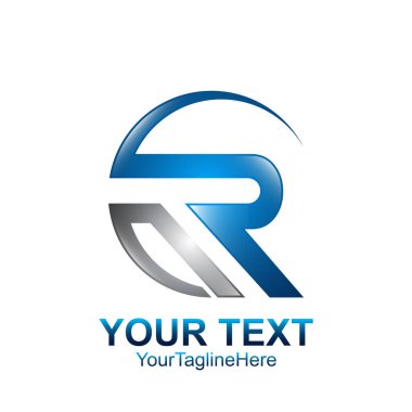 İlk harf R logo şablonu gri mavi renkte swoosh tasarım iş ve şirket kimliği için
