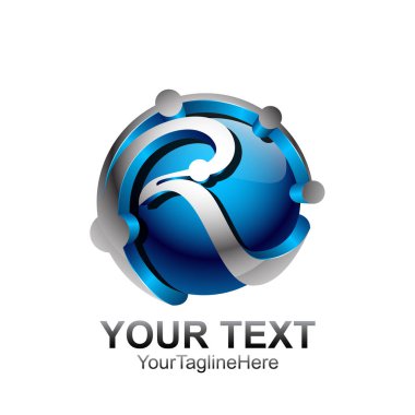 İlk harf R logo şablonu mavi yeşil daire tasarım iş ve şirket kimliği için renkli