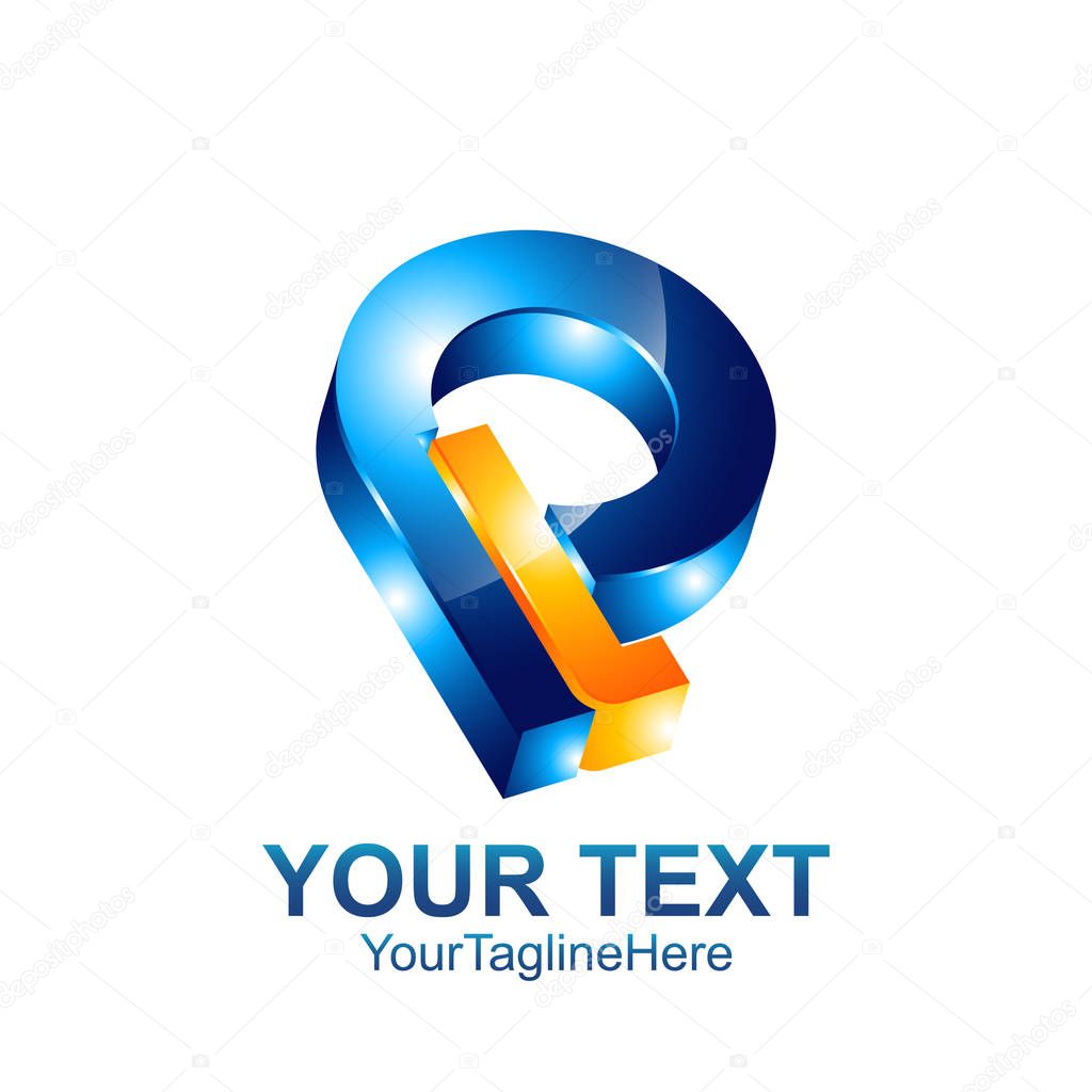 Initial letter PL or LP logo template colored orange blue design for business and company identity