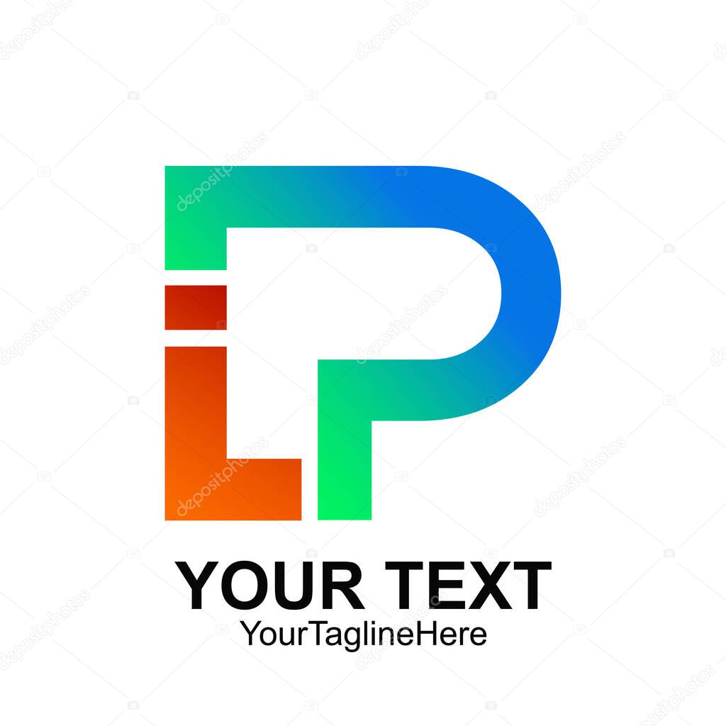 Initial letter PL or LP logo template colored orange blue design for business and company identity