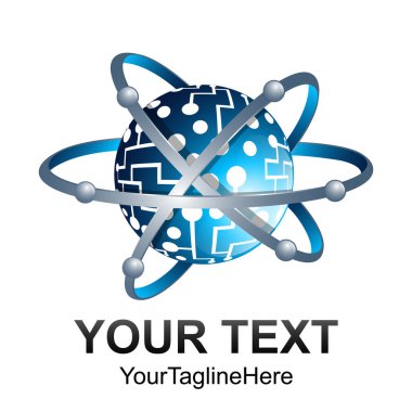 Yaratıcı soyut 3d yörünge küre vektör logo tasarım şablonu öğesi. Web ağ Internet iş logo kavramı daire simgesi.
