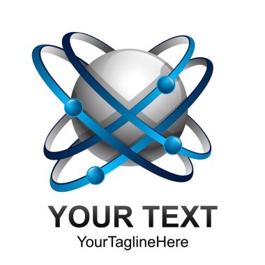 Yaratıcı soyut 3d yörünge küre vektör logo tasarım şablonu öğesi. Web ağ Internet iş logo kavramı daire simgesi.