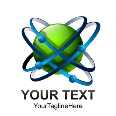 Yaratıcı soyut 3d yörünge küre vektör logo tasarım şablonu öğesi. Web ağ Internet iş logo kavramı daire simgesi.