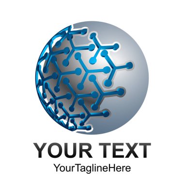 Yaratıcı soyut dijital küre teknoloji vektör logo tasarım şablonu öğesi. Web ağ Internet iş logo kavramı daire simgesi.