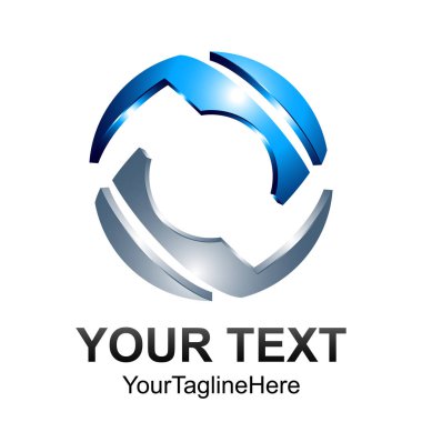 Yaratıcı soyut teknoloji küre vektör logo tasarım şablonu öğesi. Kavramı mavi gümüş renkli simge