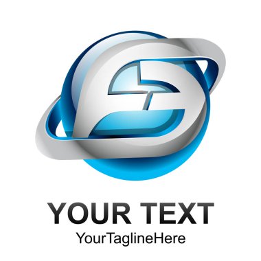 İlk harf F logo tasarım şablonu öğesi gümüş mavi daire küre iş ve şirket kimliği için renkli