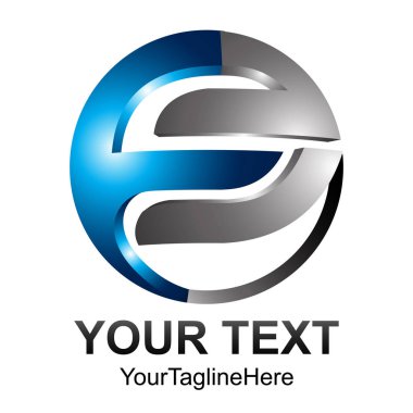 İlk harf F logo tasarım şablonu öğesi gümüş mavi daire iş ve şirket kimliği için renkli