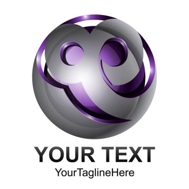 Yaratıcı soyut küre vektör logo tasarım şablonu öğesi. Renkli gümüş mor kavramı simgesi