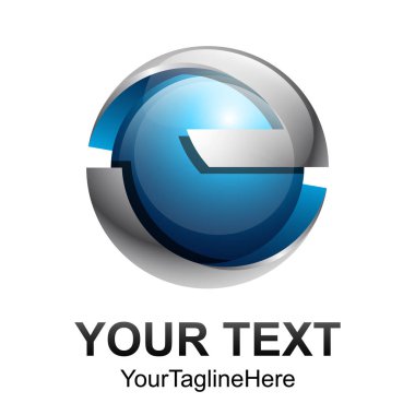 Yaratıcı soyut 3d küre vektör logo tasarım şablonu öğesi. Kavramı mavi gümüş renkli simge