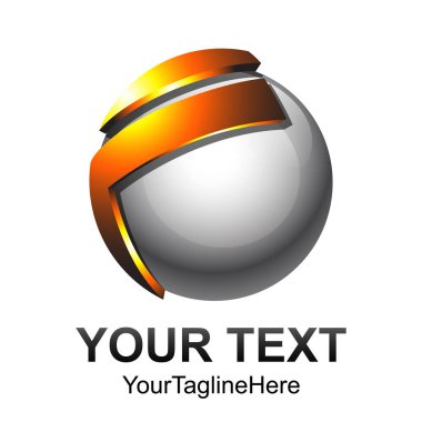 Yaratıcı soyut 3d mektup F vektör logo tasarım şablonu öğesini küre. Renkli portakal gümüş kavramı simgesi